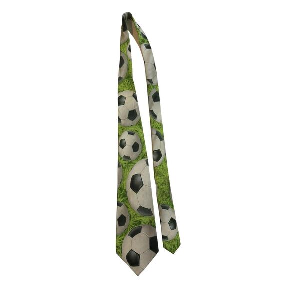 Eagle Neckwear Soccer Balls Grass Sports Novelty Necktie 100% Silk - Picture 2 of 6